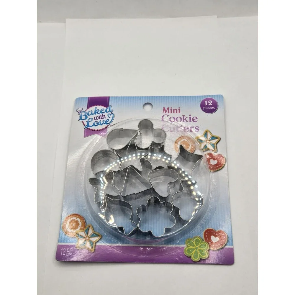 Vintage Set Of Mini Metal Cookie Cutters In Box + Extras